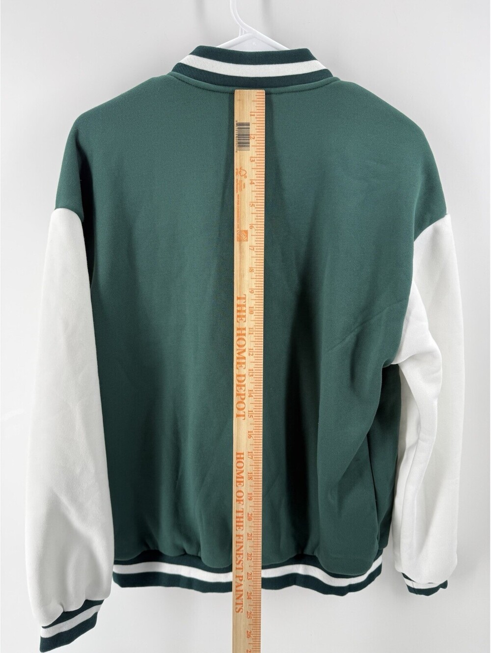 New:  Letterman Varsity Jacket, Green And White Medium - Picture 5 of 8